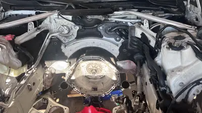 Much improved cleaned-up, degreased engine bay.