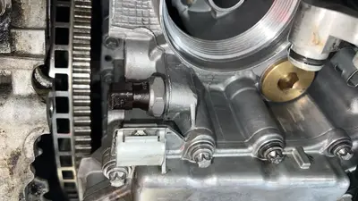 Lower engine / transmission interface from under the car.