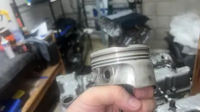 Piston ring grooves after cleaning.